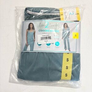 NEW Live 2 Lounge Ladies 3 Piece Cooling Effects Lounge‎ Set Cardigan Tank Blue